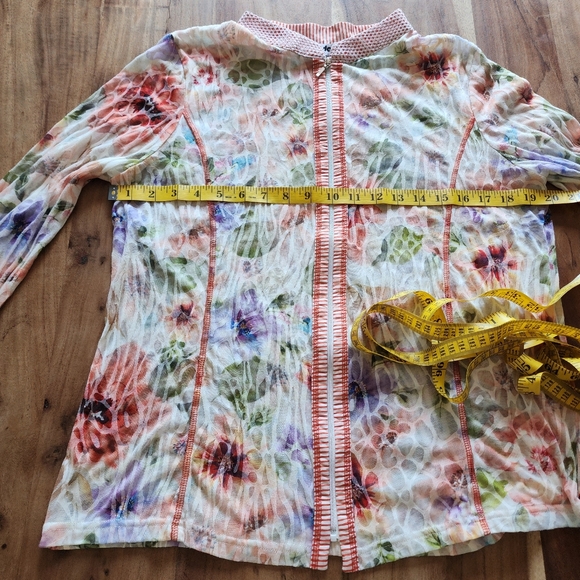 Jac dale vintage semi sheer zip textured blouse/blazer,floral patterns,size XL - Picture 8 of 11